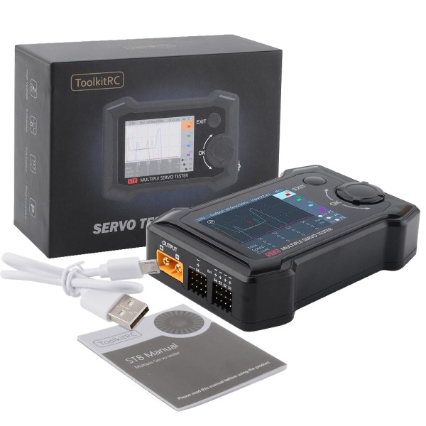 Wholesale ToolkitRC ST8 8CH 100W 2A 2.4 TFT 7-28V 8-Channel Integrated Tester 4 Independent Interface PWM/PPM/SBUS Signal Test